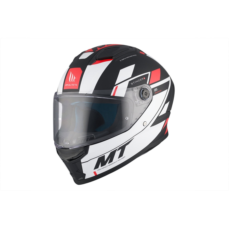 MT Stinger 2 Solid Zivze casco moto integrale bianco-nero-rosso opaco