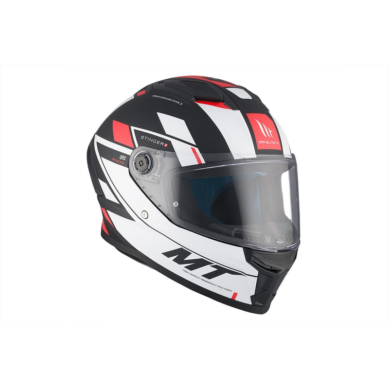 MT Stinger 2 Solid Zivze casco moto integrale bianco-nero-rosso opaco