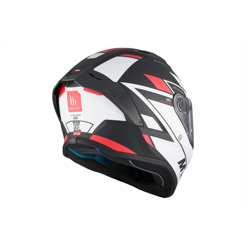MT Stinger 2 Solid Zivze casco moto integrale bianco-nero-rosso opaco