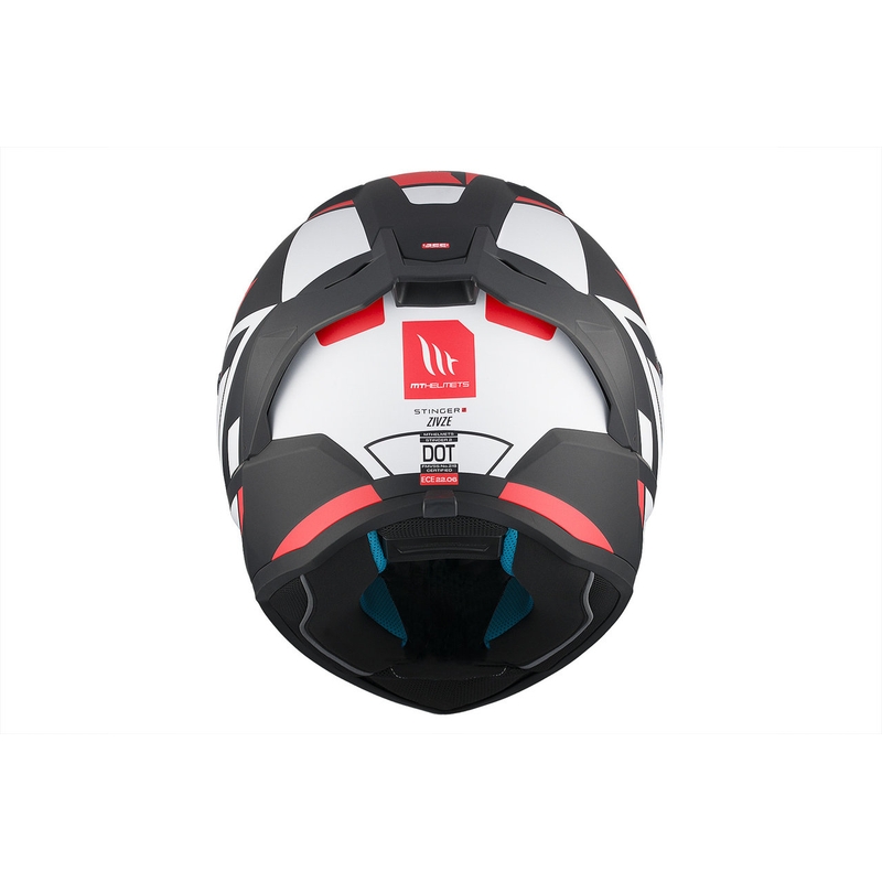 MT Stinger 2 Solid Zivze casco moto integrale bianco-nero-rosso opaco