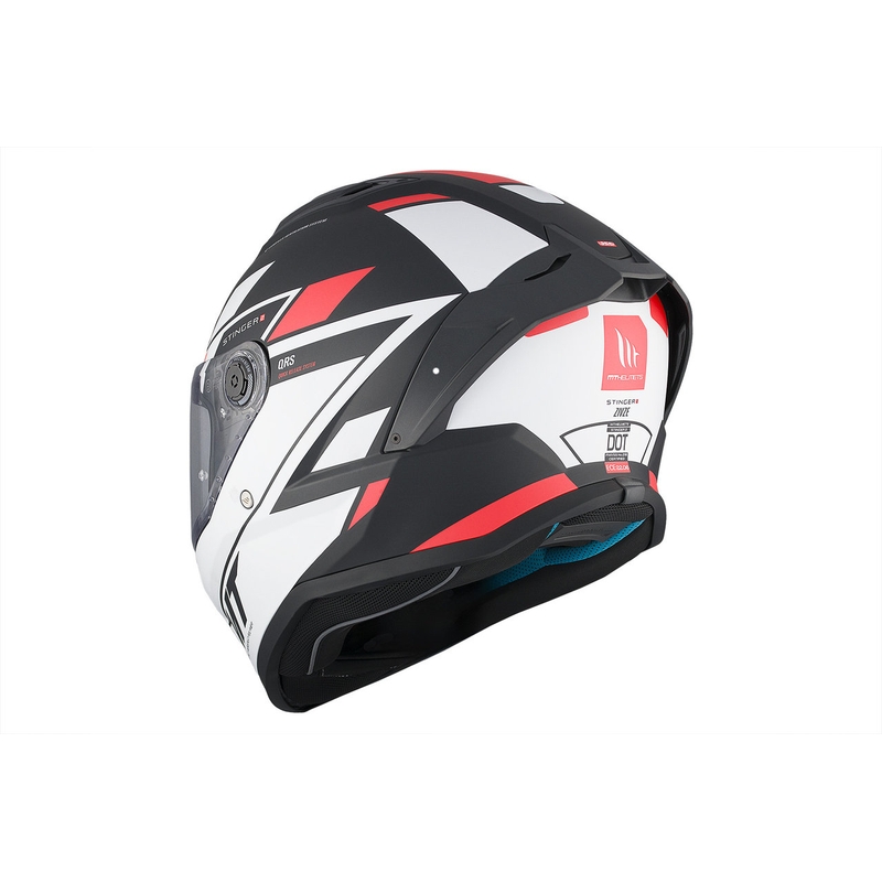 MT Stinger 2 Solid Zivze casco moto integrale bianco-nero-rosso opaco