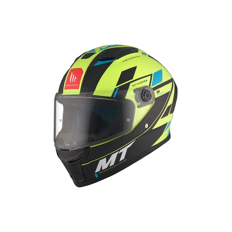 Casco moto integrale MT Stinger 2 Solid Zivze verde fluo-nero-blu opaco