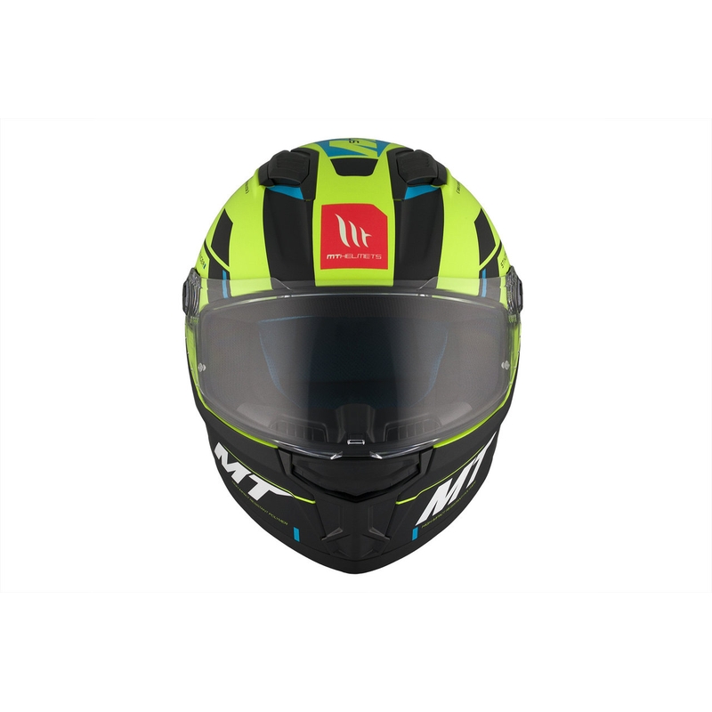 Casco moto integrale MT Stinger 2 Solid Zivze verde fluo-nero-blu opaco
