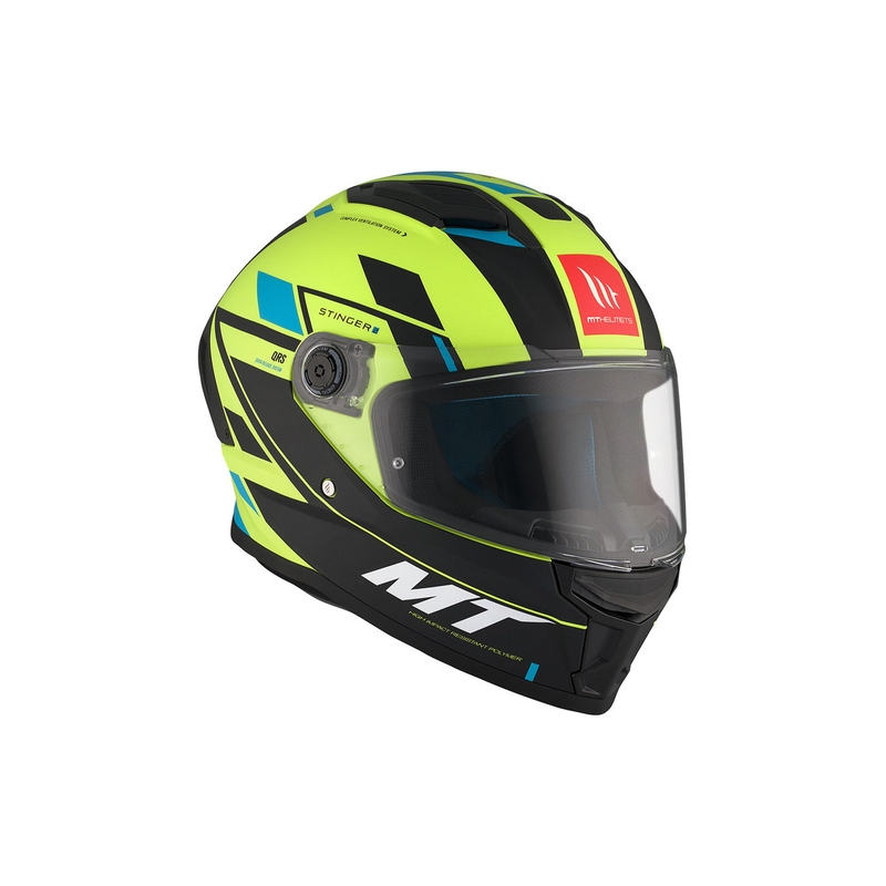Casco moto integrale MT Stinger 2 Solid Zivze verde fluo-nero-blu opaco