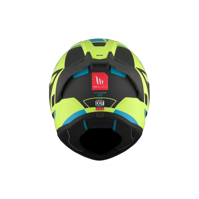 Casco moto integrale MT Stinger 2 Solid Zivze verde fluo-nero-blu opaco