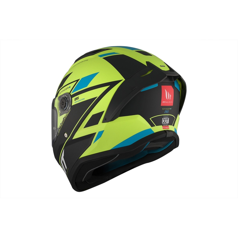 Casco moto integrale MT Stinger 2 Solid Zivze verde fluo-nero-blu opaco