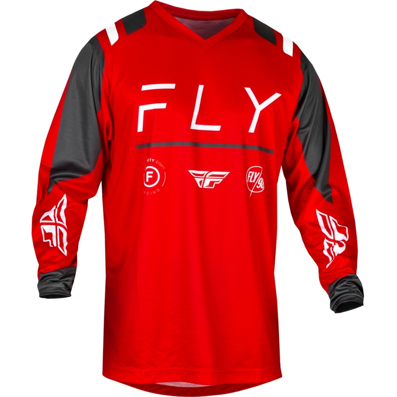 Maglia da motocross FLY Racing F-16 2024 rosso-grigio-bianco