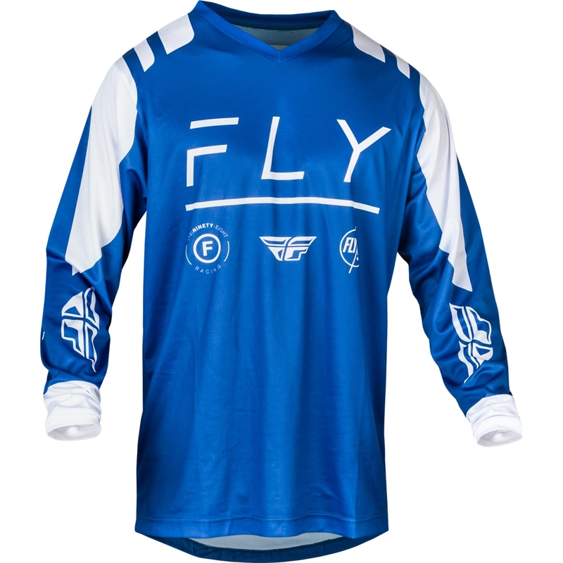 Maglia da motocross FLY Racing F-16 2024 blu e bianca