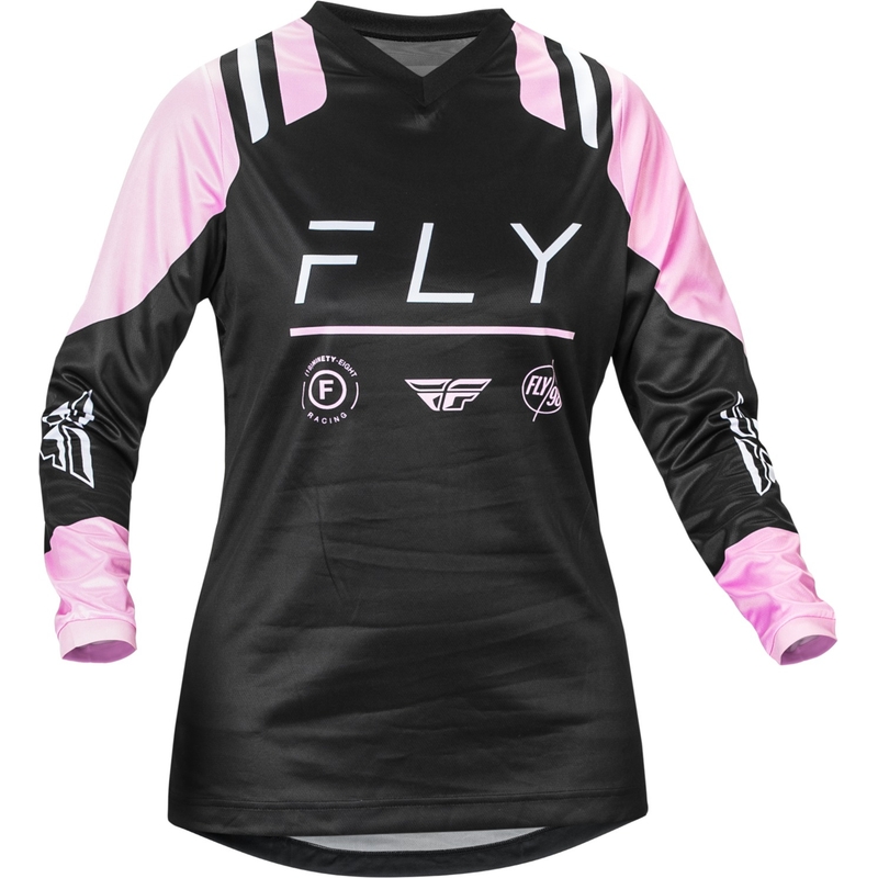 Maglia motocross donna FLY Racing F-16 2024 nero e rosa