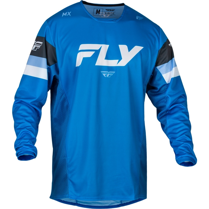 Maglia da motocross FLY Racing Kinetic Prix blu-grigio-bianca in saldo Saldi