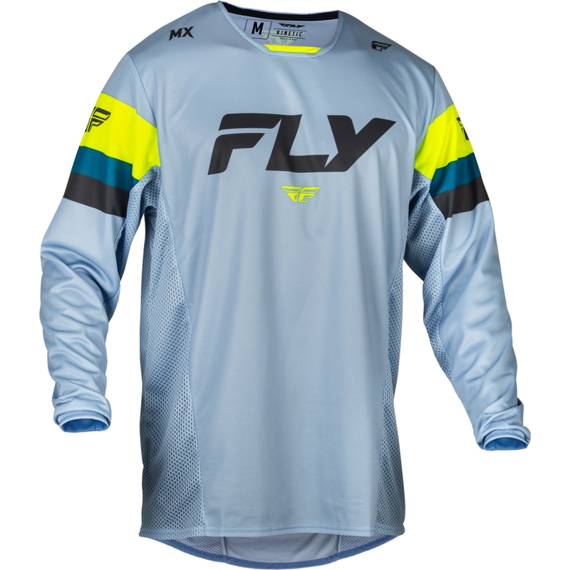 Maglia da motocross FLY Racing Kinetic Prix grigio-giallo fluo in saldo