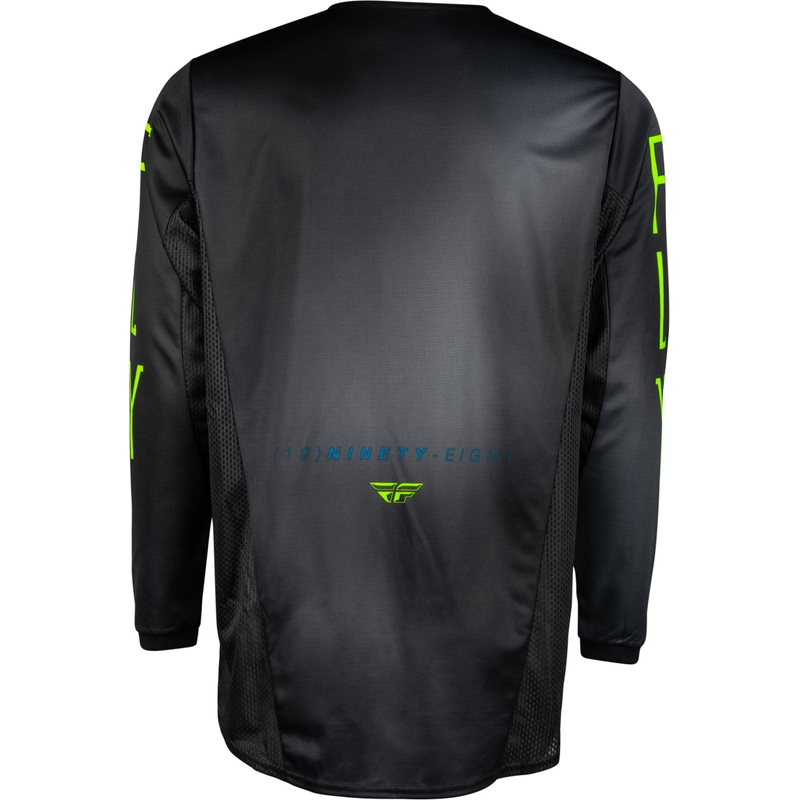 Maglia da motocross da bambino FLY Racing Prodigy nero-verde fluo-blu