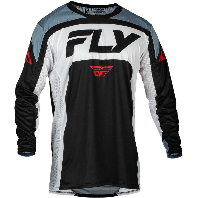 Maglia da motocross FLY Racing Lite 2024 nero-bianco-grigio