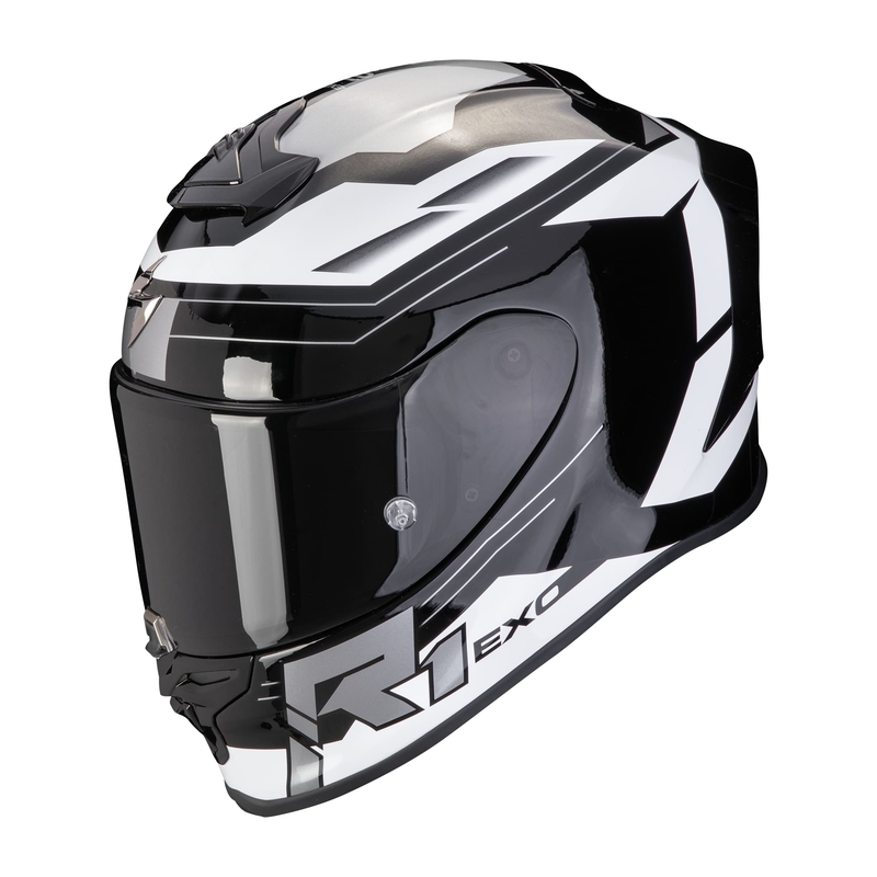 Casco integrale Scorpion EXO-R1 EVO AIR BLAZE bianco e nero Saldi