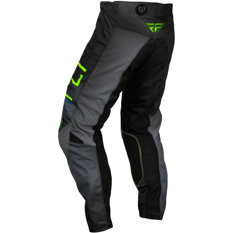 Pantaloni da motocross per bambini FLY Racing Kinetic Prodigy nero-verde-blu fluo in offerta Saldi