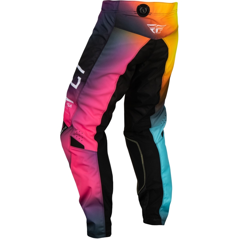 Pantaloni da motocross per bambini FLY Racing Kinetic Prodigy rosa-blu-giallo fluo in saldo Saldi