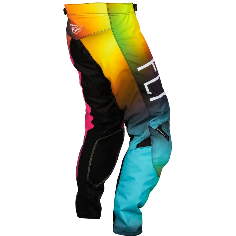 Pantaloni da motocross per bambini FLY Racing Kinetic Prodigy rosa-blu-giallo fluo in saldo Saldi
