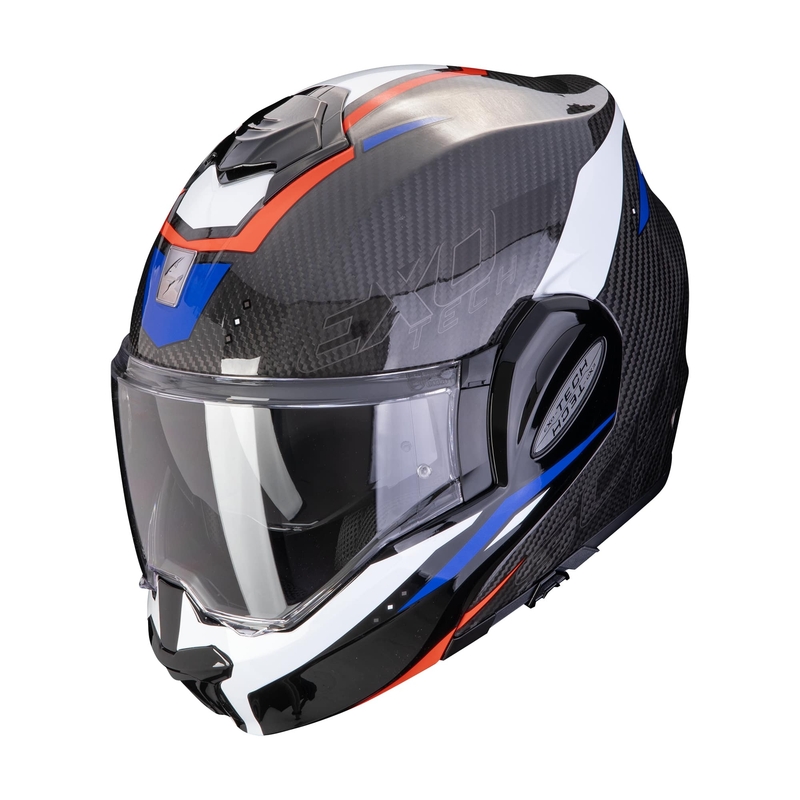 Casco moto pieghevole Scorpion EXO-TECH EVO CARBON ROVER nero-rosso-blu Saldi