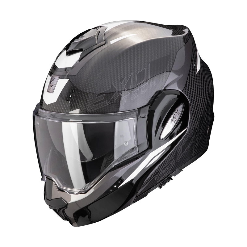Casco moto pieghevole Scorpion EXO-TECH EVO CARBON ROVER bianco e nero