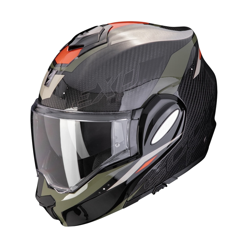 Casco moto pieghevole Scorpion EXO-TECH EVO CARBON ROVER nero-verde Saldi