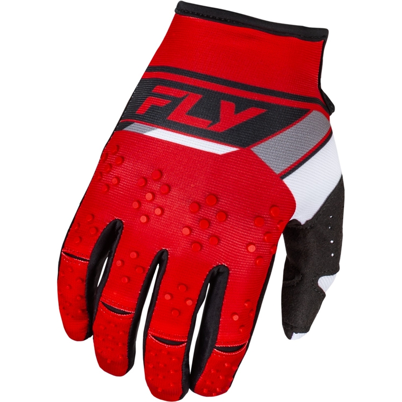 Guanti da motocross FLY Racing Kinetix Prix 2024 rosso-grigio-bianco