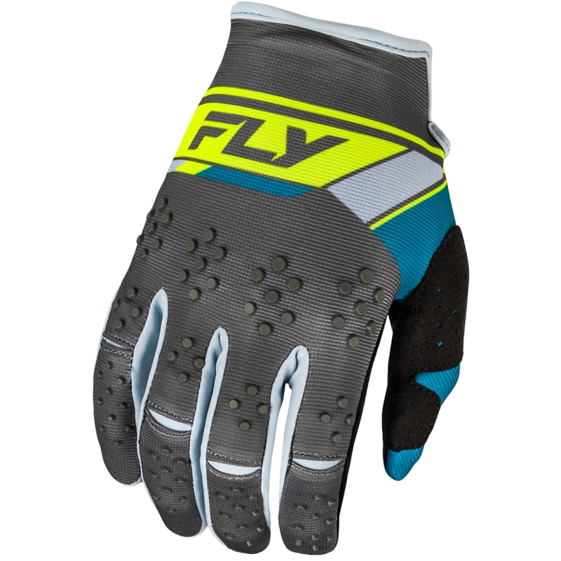 Guanti da motocross FLY Racing Kinetix Prix 2024 grigio-giallo fluo