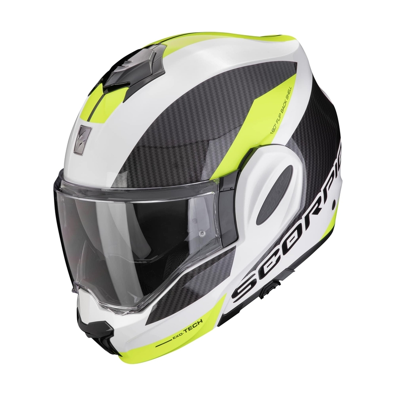 Casco moto pieghevole Scorpion EXO-TECH EVO TEAM bianco-giallo fluo Saldi