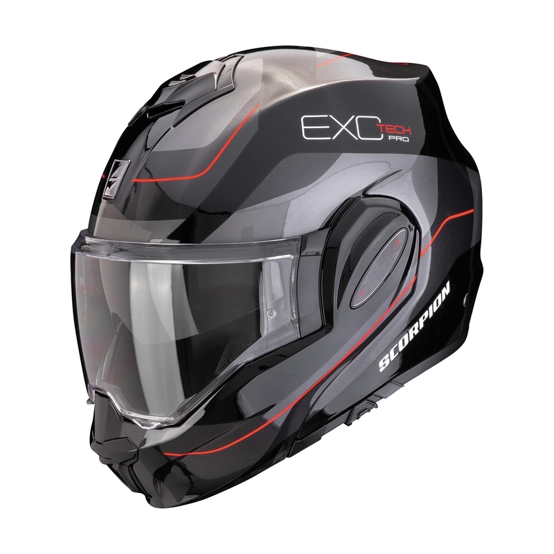 Casco moto pieghevole Scorpion EXO-TECH EVO PRO COMMUTA nero-argento-rosso Saldi