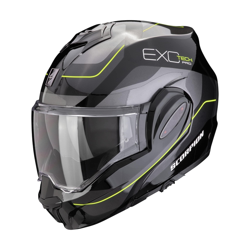 Casco moto pieghevole Scorpion EXO-TECH EVO PRO COMMUTA nero-argento-giallo Saldi