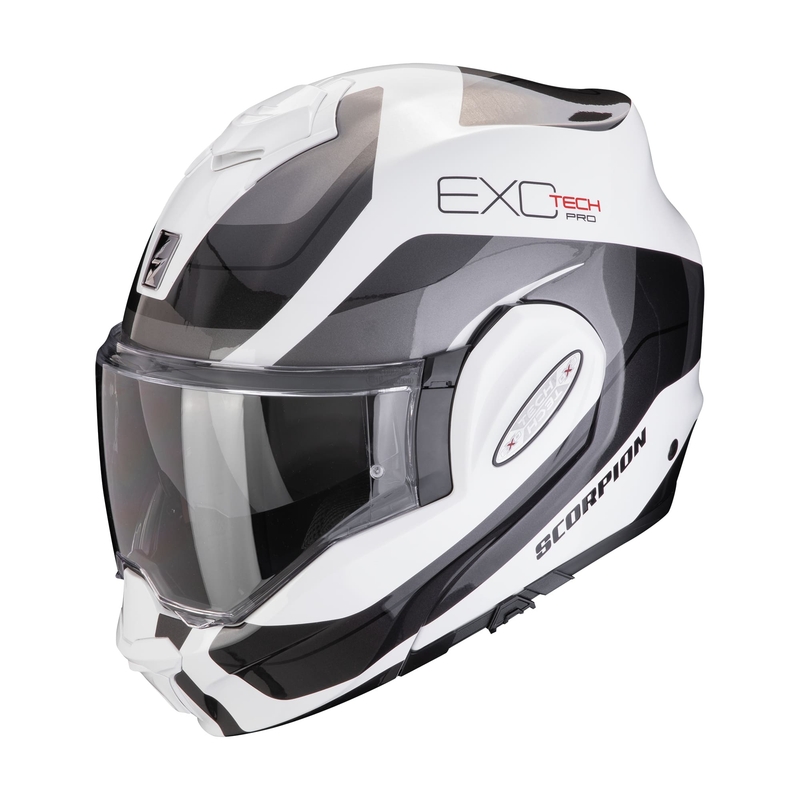 Casco moto pieghevole Scorpion EXO-TECH EVO PRO COMMUTA bianco-argento Saldi