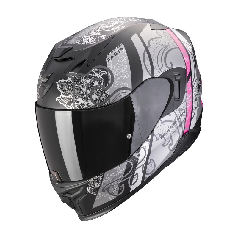 Casco moto integrale Scorpion EXO-520 EVO AIR FASTA nero-argento-rosa opaco Saldi