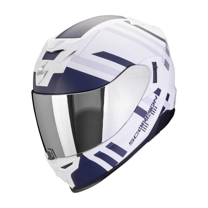 Casco moto integrale Scorpion EXO-520 EVO AIR BANSHEE bianco-blu-viola opaco Saldi