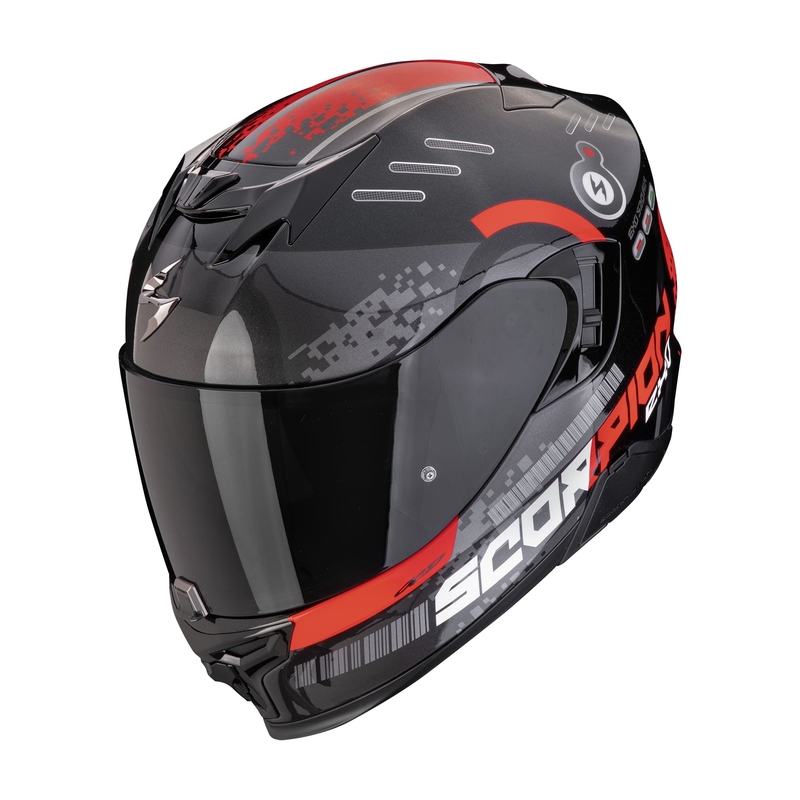 Casco moto integrale Scorpion EXO-520 EVO AIR TITAN nero-rosso metallizzato Saldi