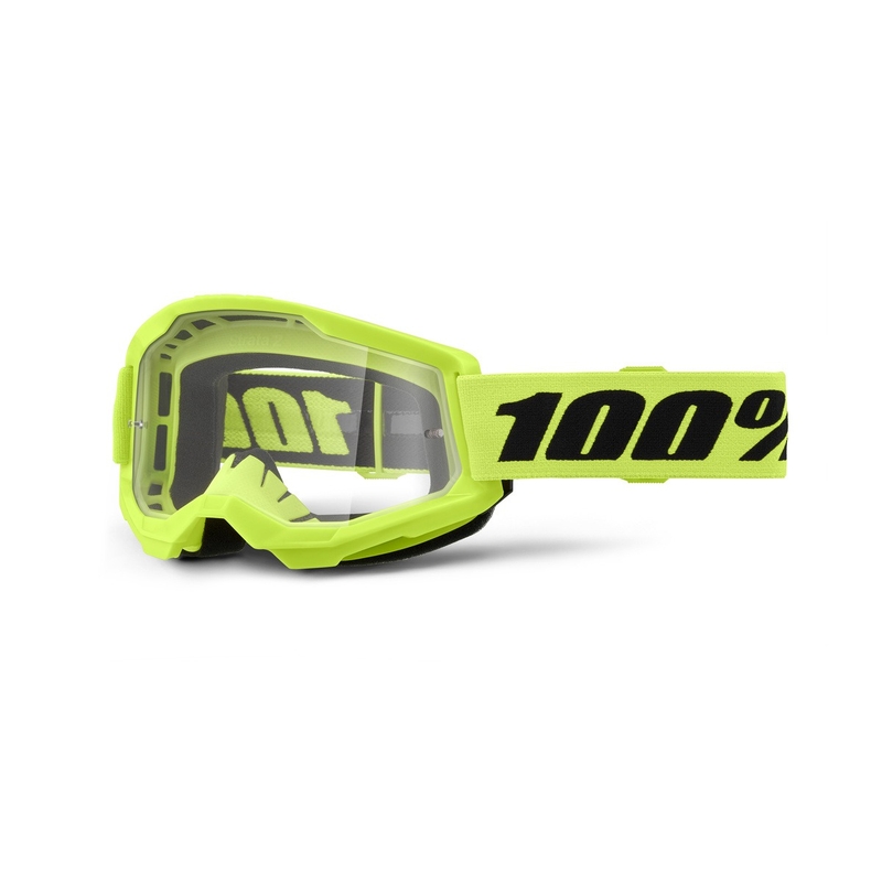 Occhiali da motocross 100% STRATA 2 Nuovo giallo fluo (plexi trasparente)