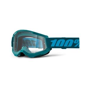 Occhiali da motocross 100% STRATA 2 Nuovo Blu pietra (plexi trasparente)