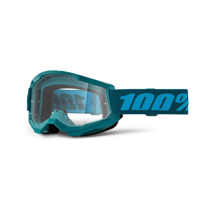 Occhiali da motocross 100% STRATA 2 Nuovo Blu pietra (plexi trasparente)