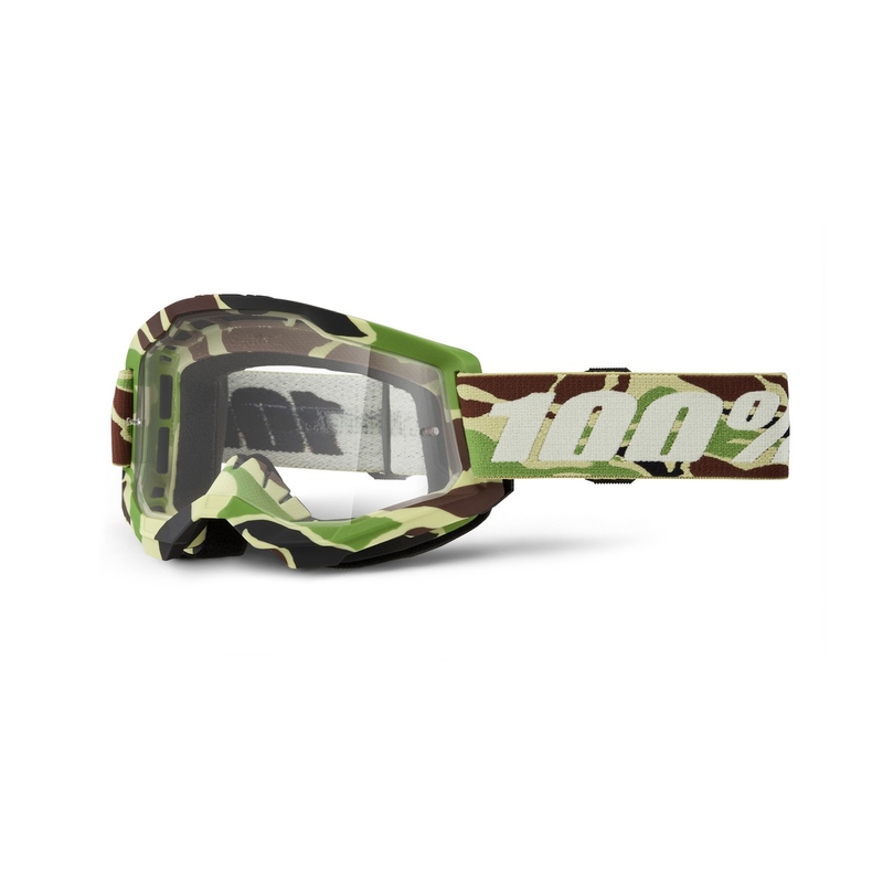 Occhiali da motocross 100% STRATA 2 New War Camo verde (plexi trasparente)