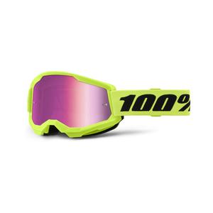 Occhiali da motocross 100% STRATA 2 Nuovo giallo fluo (plexi rosa)