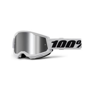 Occhiali da motocross 100% STRATA 2 Nuovo bianco (plexi argento)