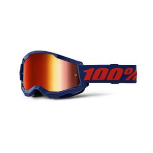Occhiali da motocross 100% STRATA 2 Nuovi blu (plexi rosso)