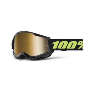 Occhiali da motocross 100% STRATA 2 Nuovo Nero solare (plexi oro)