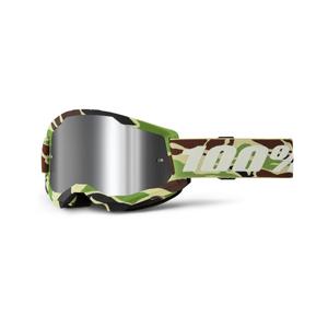 Occhiali da motocross 100% STRATA 2 New War Camo verde (plexi argento)
