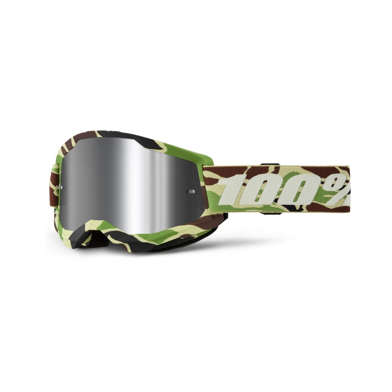 Occhiali da motocross 100% STRATA 2 New War Camo verde (plexi argento)