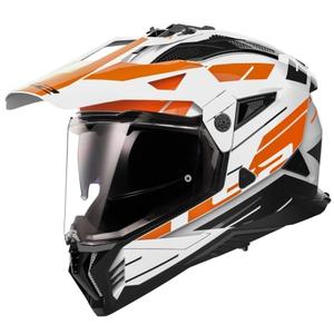 Casco moto enduro LS2 MX702 PIONEER II NAMIB bianco-arancio