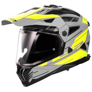 Casco moto enduro LS2 MX702 PIONEER II NAMIB grigio-giallo fluo