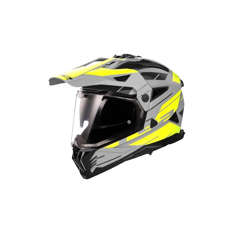 Casco moto enduro LS2 MX702 PIONEER II NAMIB grigio-giallo fluo