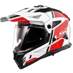 Casco moto enduro LS2 MX702 PIONEER II HILL bianco-rosso