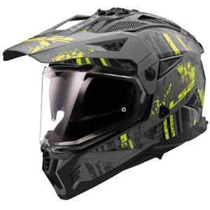 Casco moto enduro LS2 MX702 PIONEER II CRAZY nero-giallo fluo