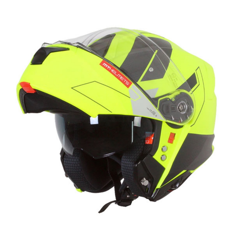 Casco da moto MT Genesis SV Talo C3 giallo fluo-grigio opaco ribaltabile