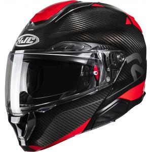 Casco moto apribile HJC RPHA 91 CARBON Noela MC1 nero-rosso